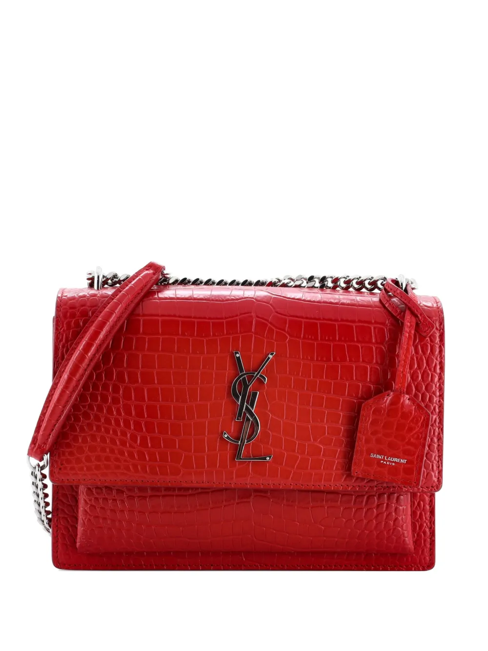Saint Laurent Pre-Owned Sunset Crocodile Embossed Leather Medium crossbody bag - Rosso