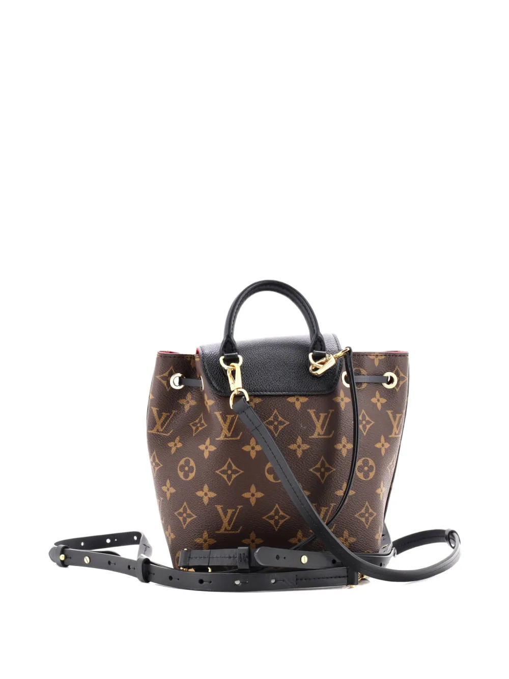 Pre-owned Louis Vuitton Montsouris Nm Monogram Canvas With Leather Bb Backpack In Black