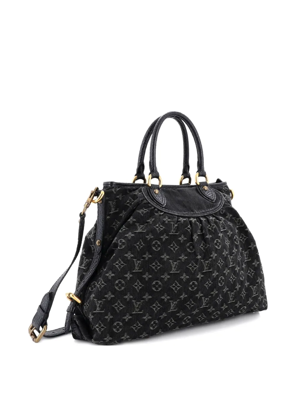 Pre-owned Louis Vuitton Neo Cabby Handbag Denim Gm Satchel In Black