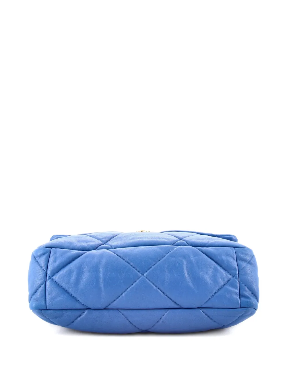 Pre-owned Chanel 19 Flap Bag Quilted Leather Large Crossbody Bag In Blue