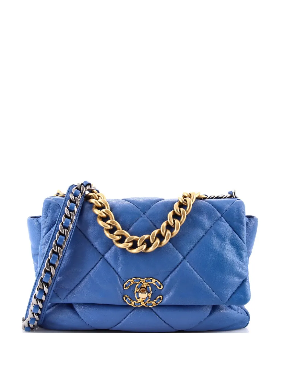 CHANEL Pre-Owned 19 Flap Bag Quilted Leather Large crossbody bag - Blau