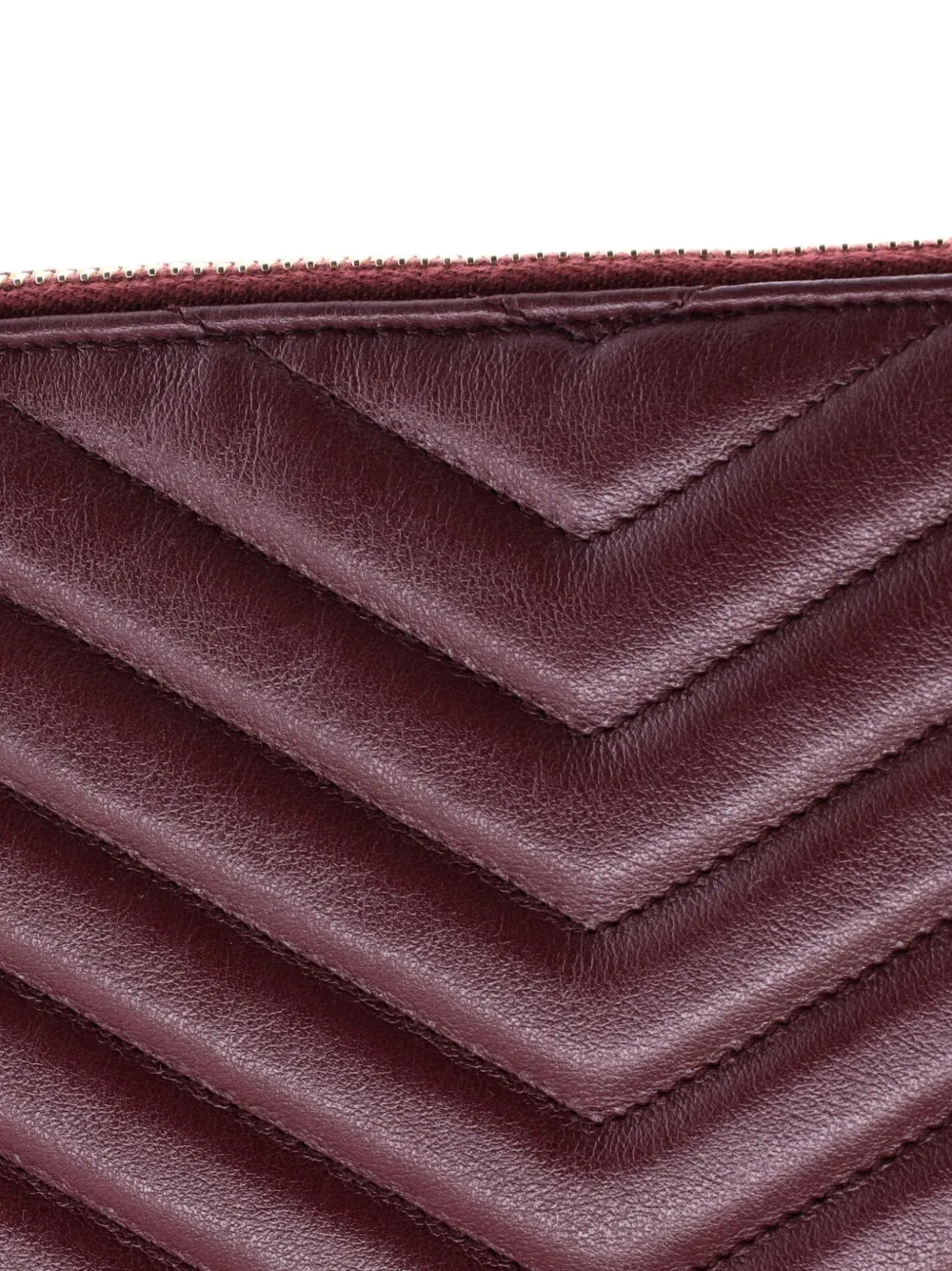 SAINT LAURENT Pre-owned Classic Monogram Wristlet Pouch Matelasse Chevron Leather Medium Clutch Bag In Red