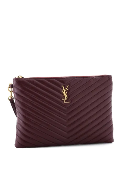 Saint Laurent Pre-Owned Classic Monogram Wristlet Pouch Matelasse Chevron Leather Medium clutch bag