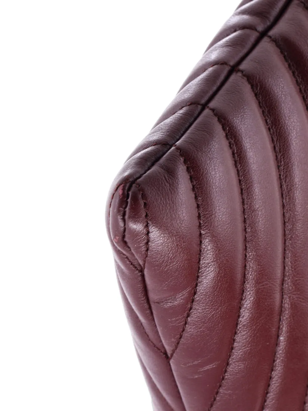 SAINT LAURENT Pre-owned Classic Monogram Wristlet Pouch Matelasse Chevron Leather Medium Clutch Bag In Red