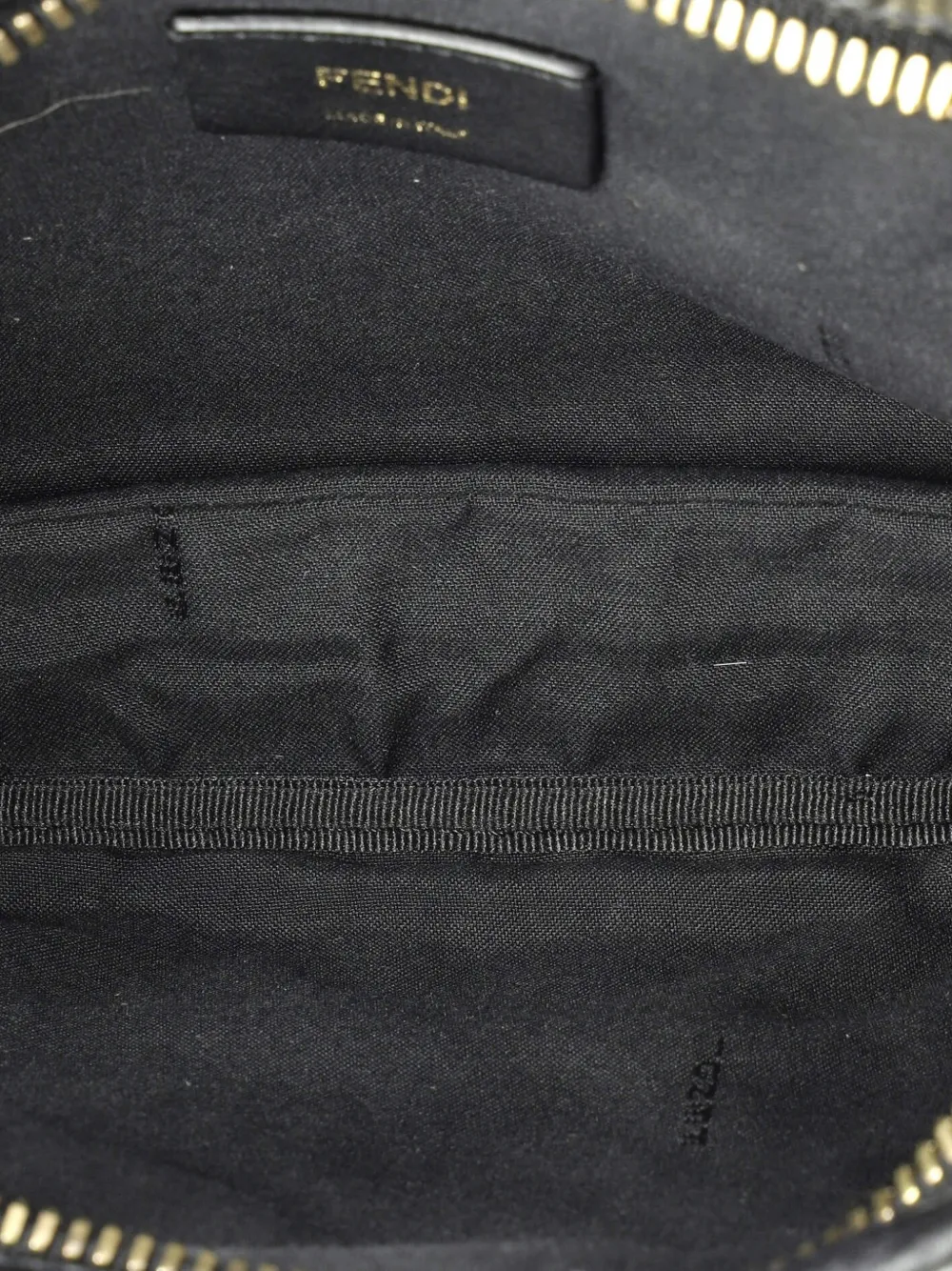 Pre-owned Fendi Upside Down Bag Zucca Embossed Leather Belt Bag In Black