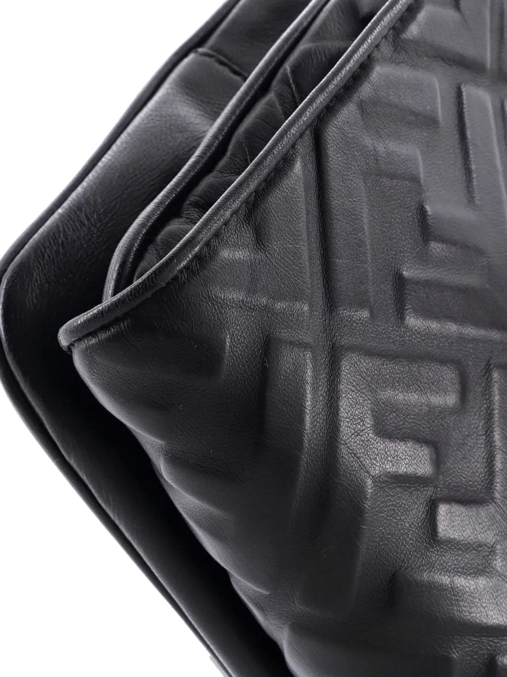 Pre-owned Fendi Upside Down Bag Zucca Embossed Leather Belt Bag In Black