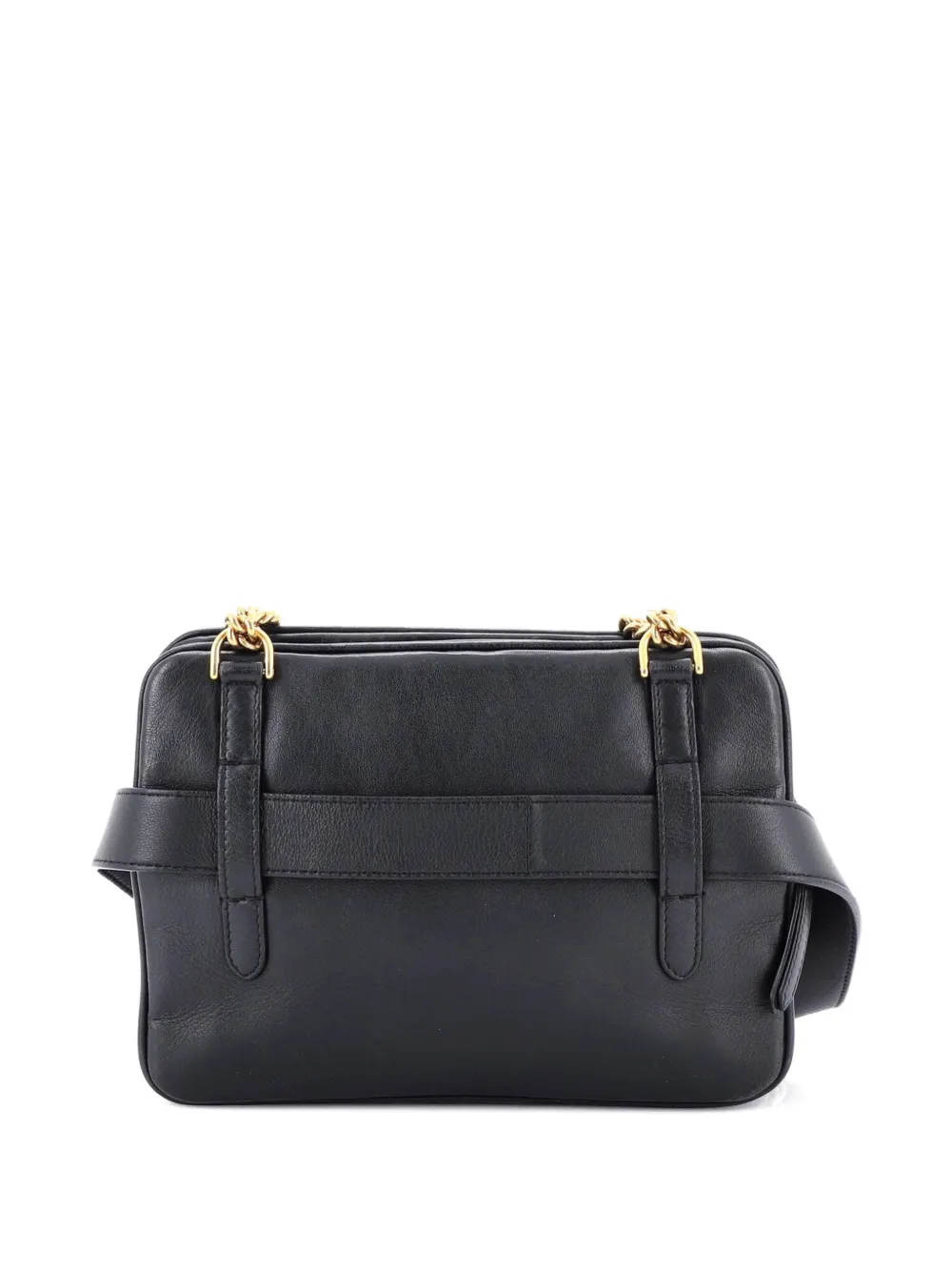 Pre-owned Fendi Upside Down Bag Zucca Embossed Leather Belt Bag In Black