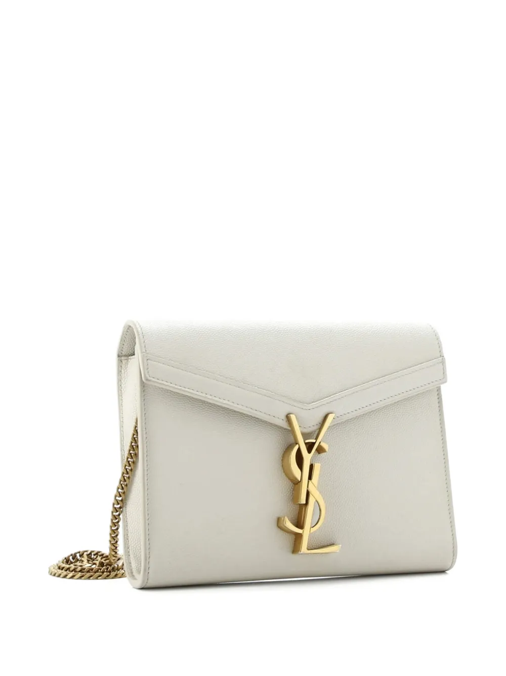 Pre-owned Saint Laurent Cassandra Chain Wallet Leather Mini Crossbody Bag In Neutral