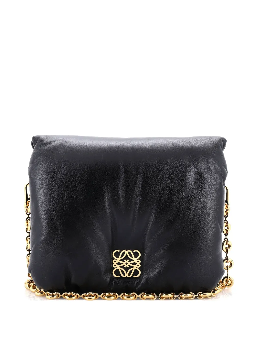 Click to view more detailed imagery on our partner's website Pre-owned Loewe Goya Puffer Bag Leather Medium Shoulder Bag In Black