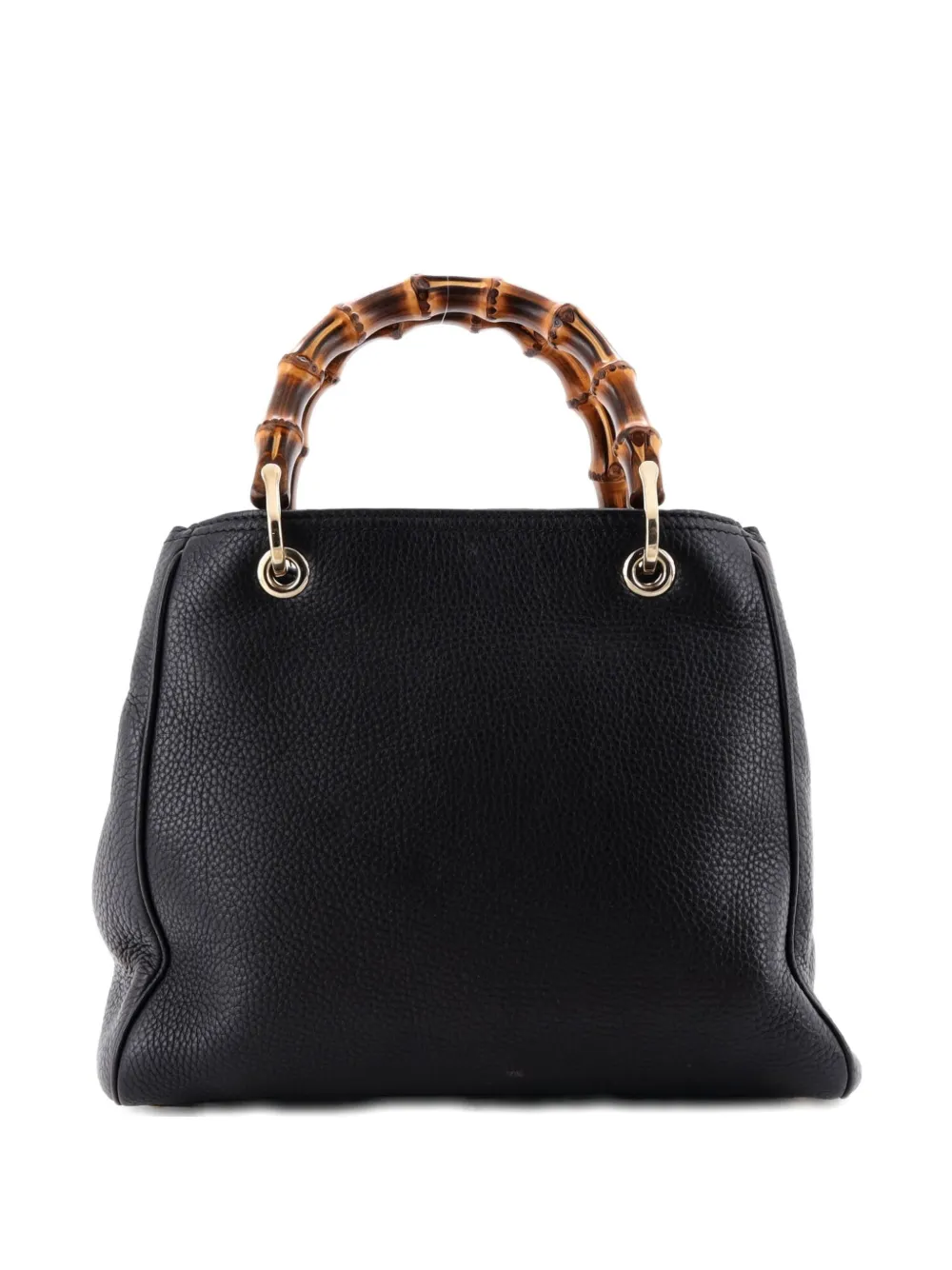 Pre-owned Gucci Bamboo Shopper Leather Small Tote Bag In Black