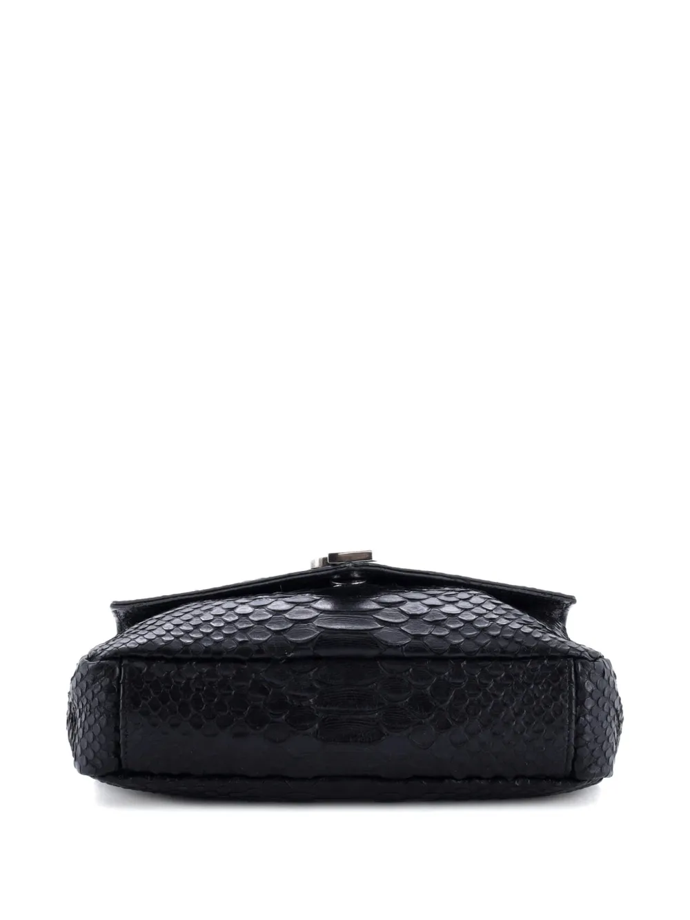 Click to view more detailed imagery on our partner's website Pre-owned Saint Laurent Classic Monogram College Bag Python Embossed Leather Medium Satchel In Black