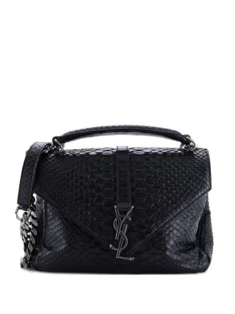 Saint Laurent Pre-Owned Classic Monogram College Bag Python Embossed Leather Medium satchel
