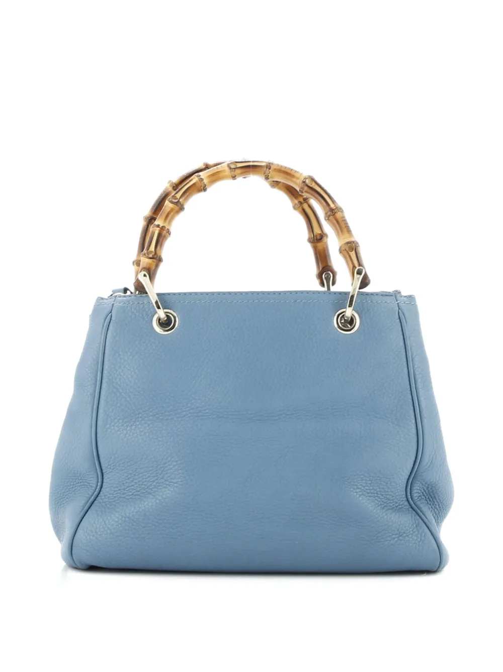 Pre-owned Gucci Bamboo Shopper Leather Small Tote Bag In Blue