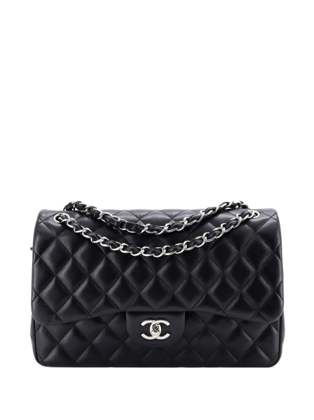 CHANEL Pre-Owned Classic Double Flap Bag Quilted Lambskin Jumbo shoulder bag - Nero