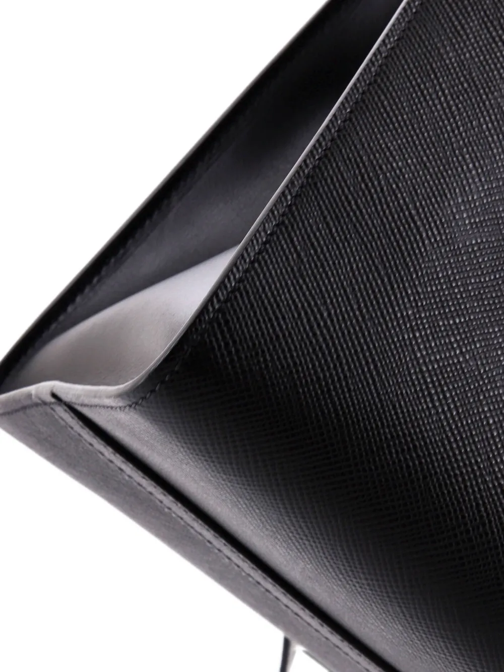 Pre-owned Prada Monochrome Saffiano With City Calf Medium Tote Bag In Black