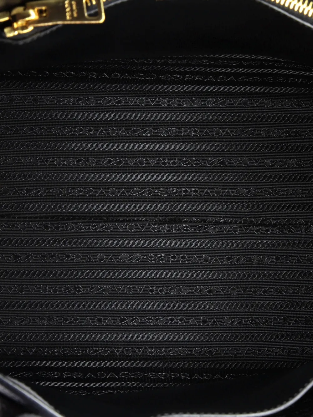 Pre-owned Prada Monochrome Saffiano With City Calf Medium Tote Bag In Black