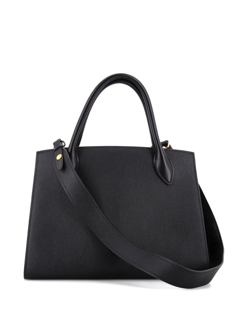 Pre-owned Prada Monochrome Saffiano With City Calf Medium Tote Bag In Black