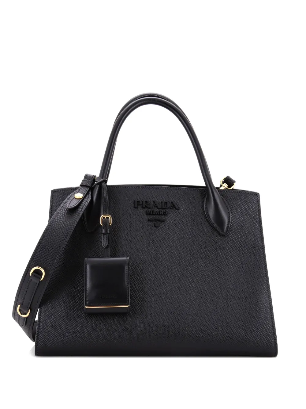 Prada Pre-Owned Monochrome Saffiano with City Calf Medium tote bag - Nero