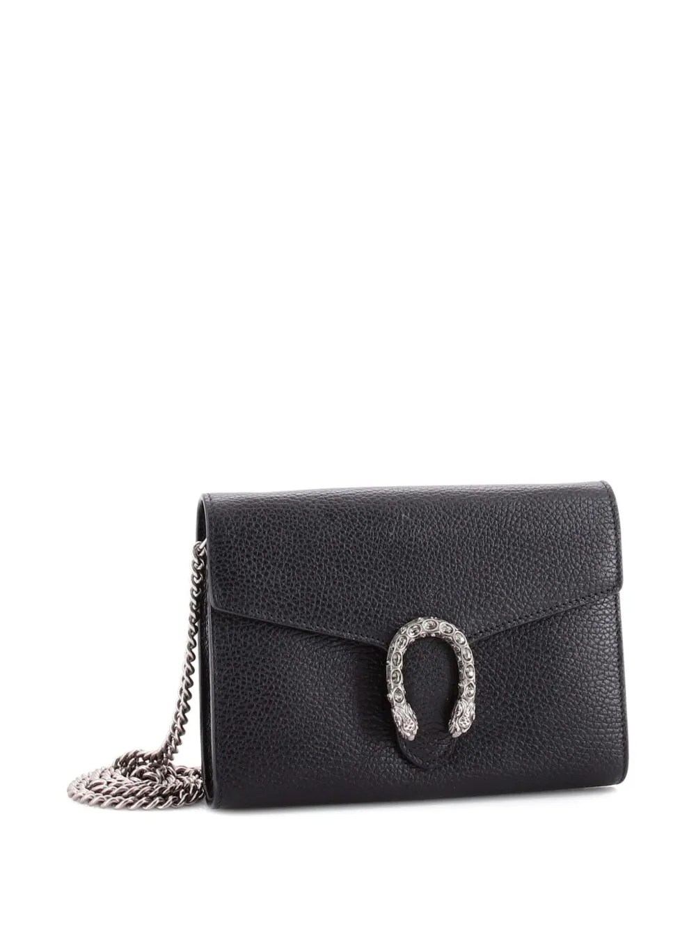 GUCCI Pre-owned Dionysus Chain Wallet Leather With Embellished Detail Small Crossbody Bag In Black