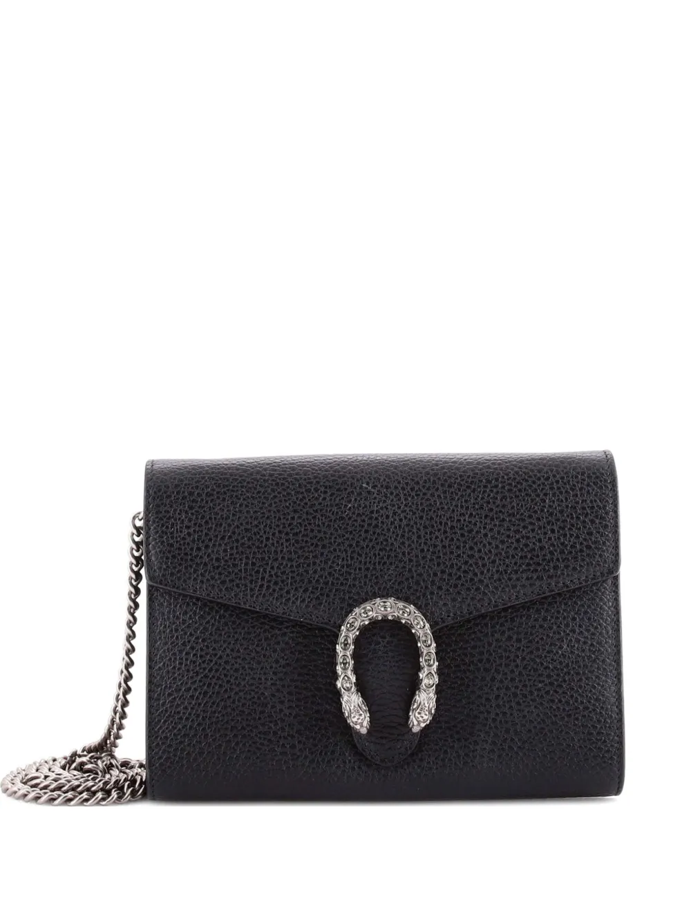 Click to view more detailed imagery on our partner's website Pre-owned Gucci Dionysus Chain Wallet Leather With Embellished Detail Small Crossbody Bag In Black