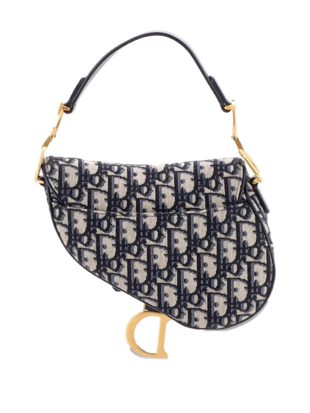 Pre-owned Dior Saddle Handbag Oblique Canvas Mini Shoulder Bag In Blue