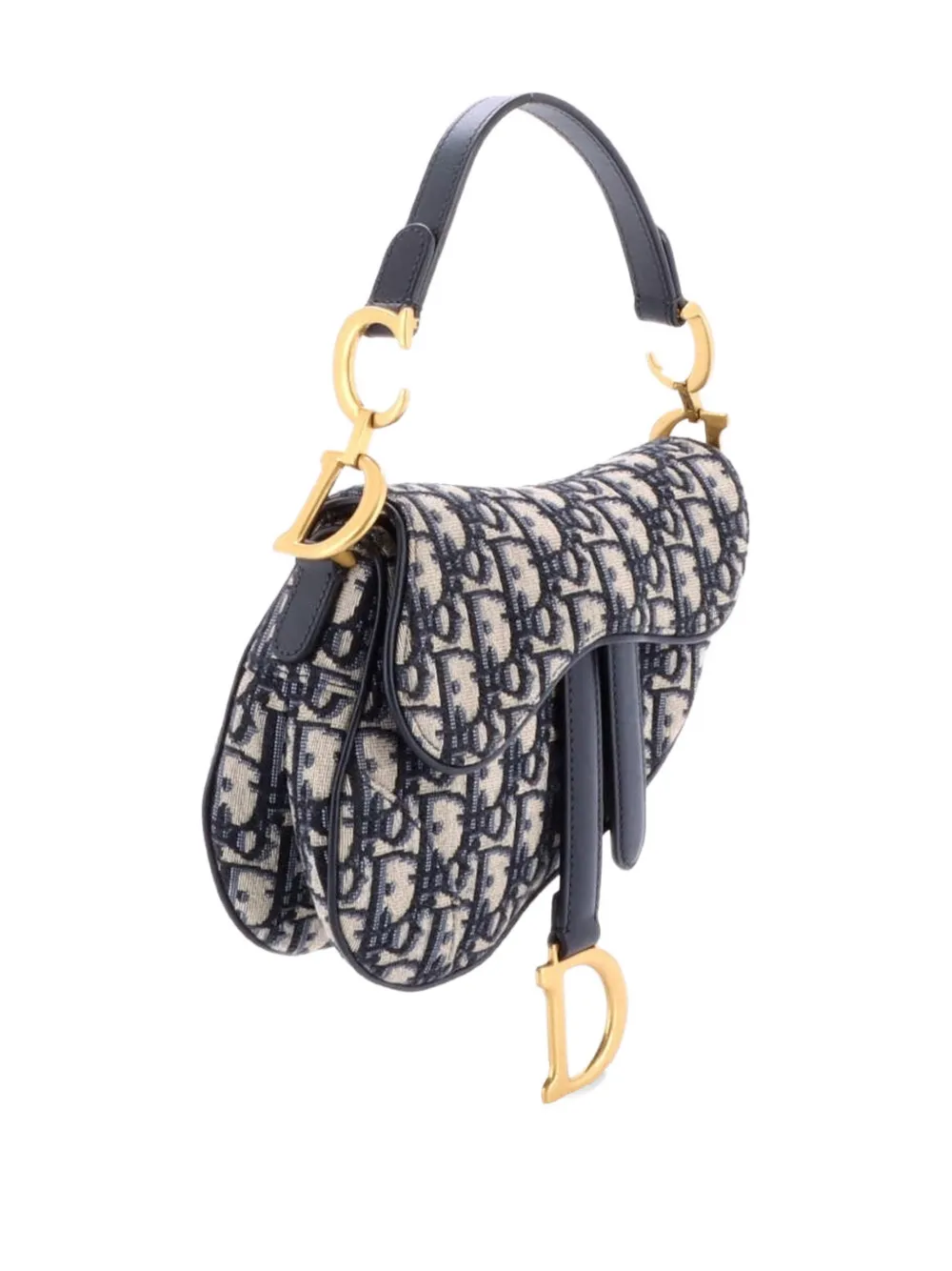 Pre-owned Dior Saddle Handbag Oblique Canvas Mini Shoulder Bag In Blue