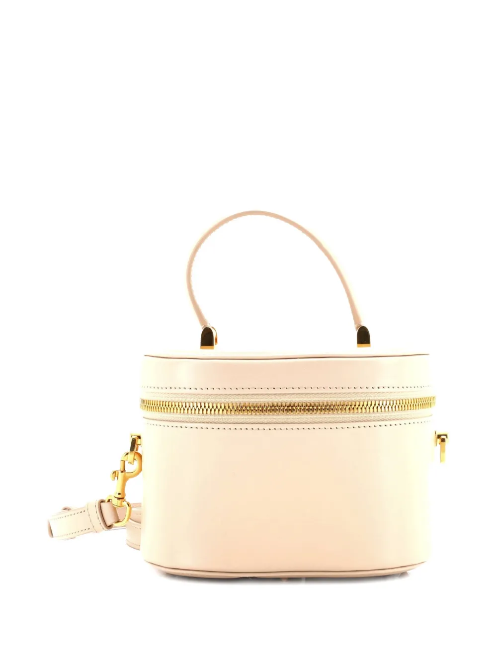 Pre-owned Dior Cd Signature Vanity Case Leather Small Satchel In Neutral