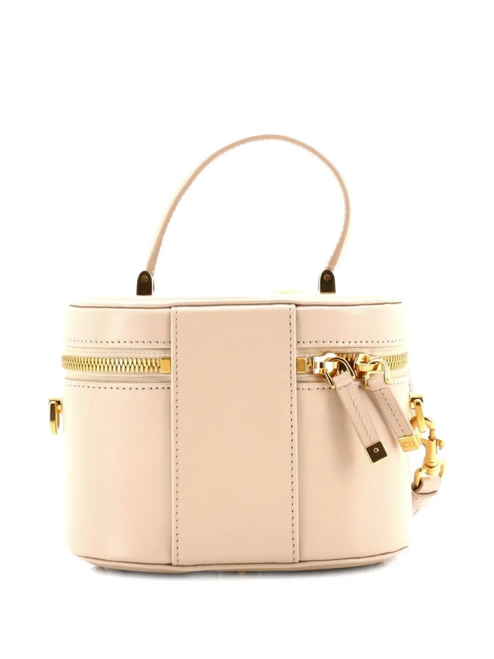 Pre-owned Dior Cd Signature Vanity Case Leather Small Satchel In Neutral