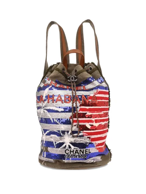 CHANEL Pre-Owned mochila bordada con lentejuelas 2017