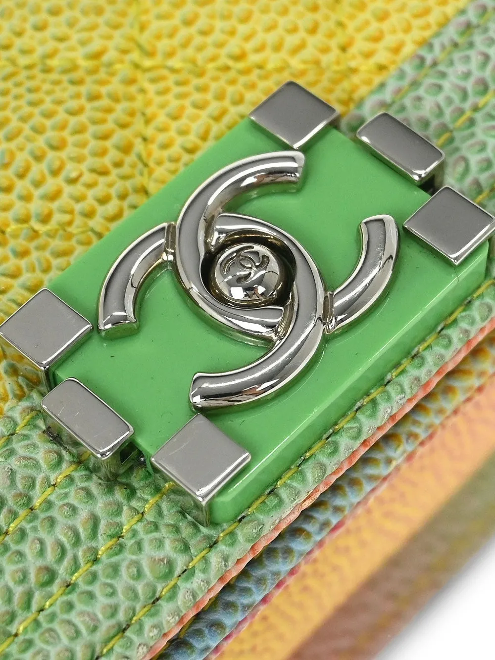 CHANEL Pre-Owned 2017 Boy kleine kaviaar leren schoudertas Geel