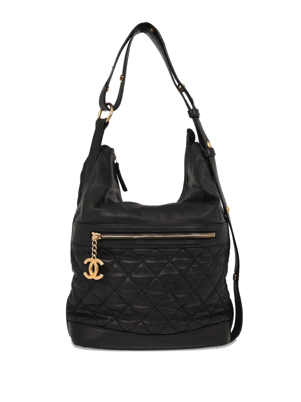 CHANEL Pre-Owned Borsa a spalla con ciondolo logo 2018-2019 - Nero