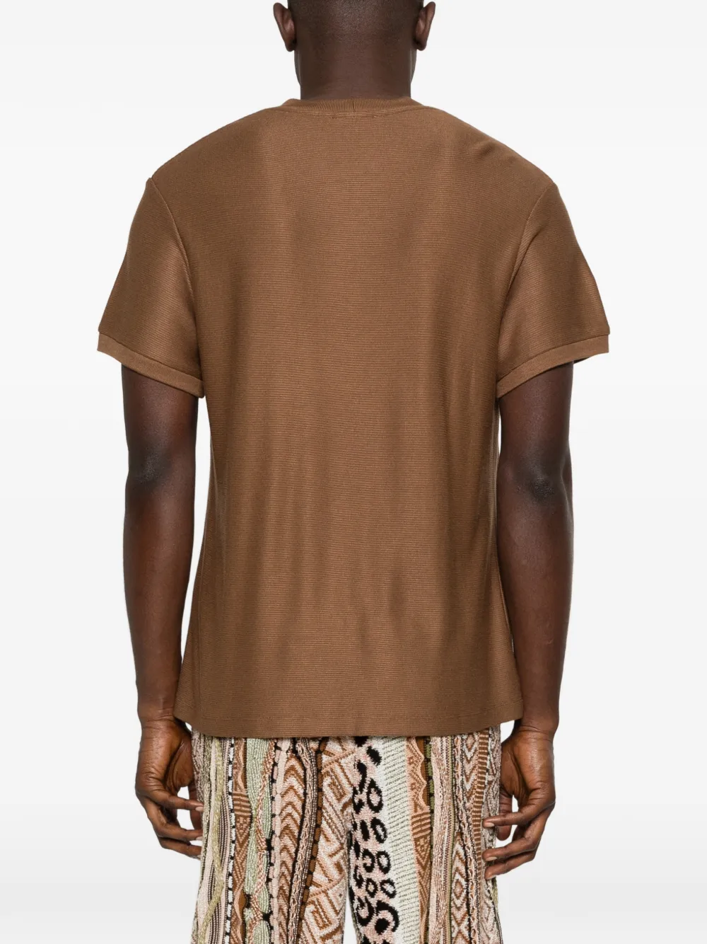 SANDRO Geribbeld T-shirt Bruin