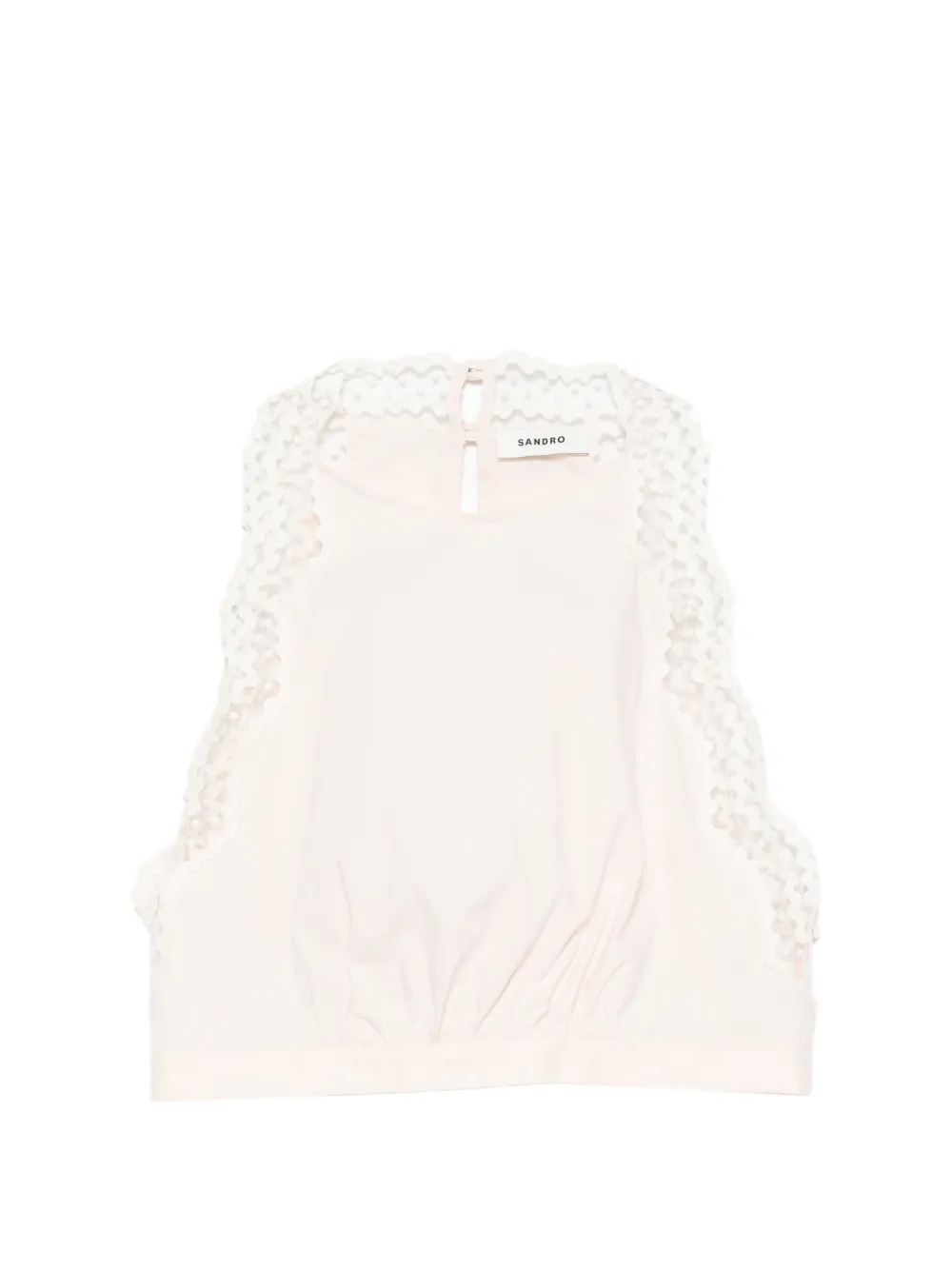 SANDRO Bruna lace-trim cropped top - Rosa