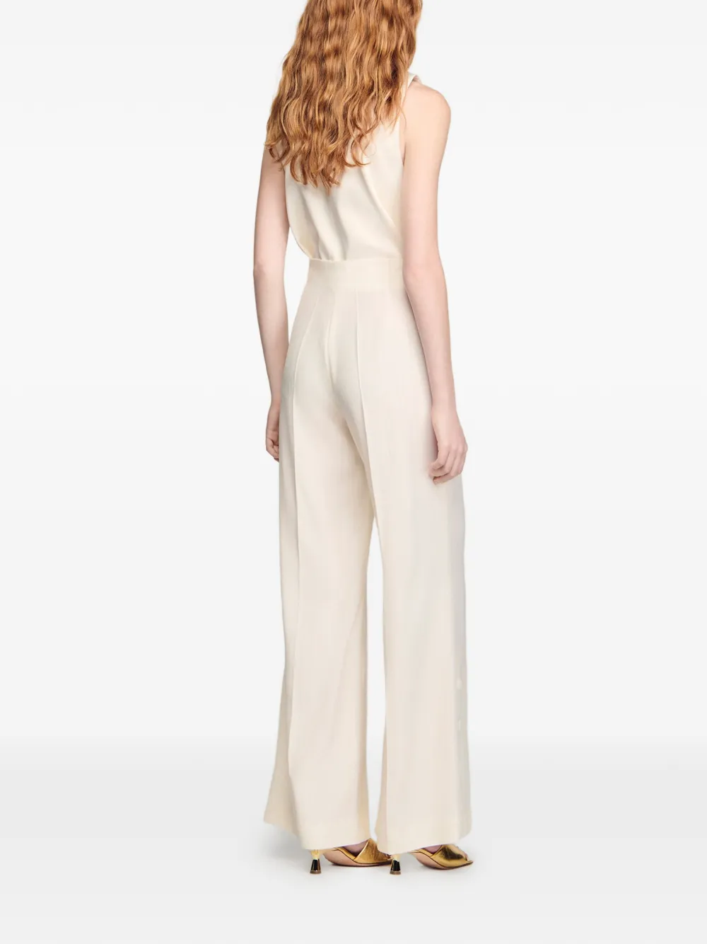  Sandro Button Palazzo Pants - Neutrals 