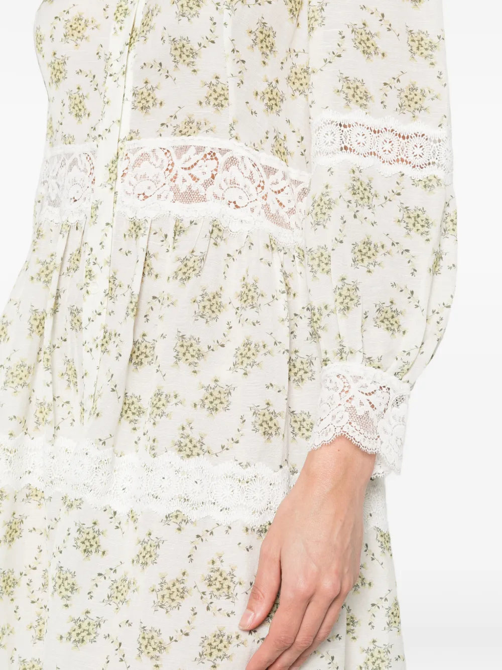 SANDRO Maxi-jurk met bloemenkant Wit