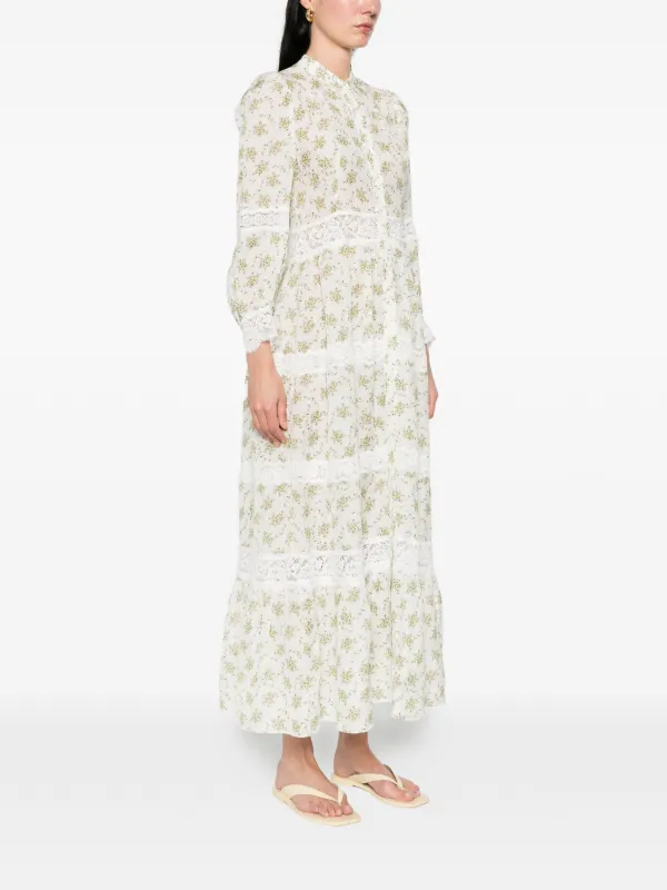 sandro midi dress Floral midi dress with straps in Olive / Ecru for Women