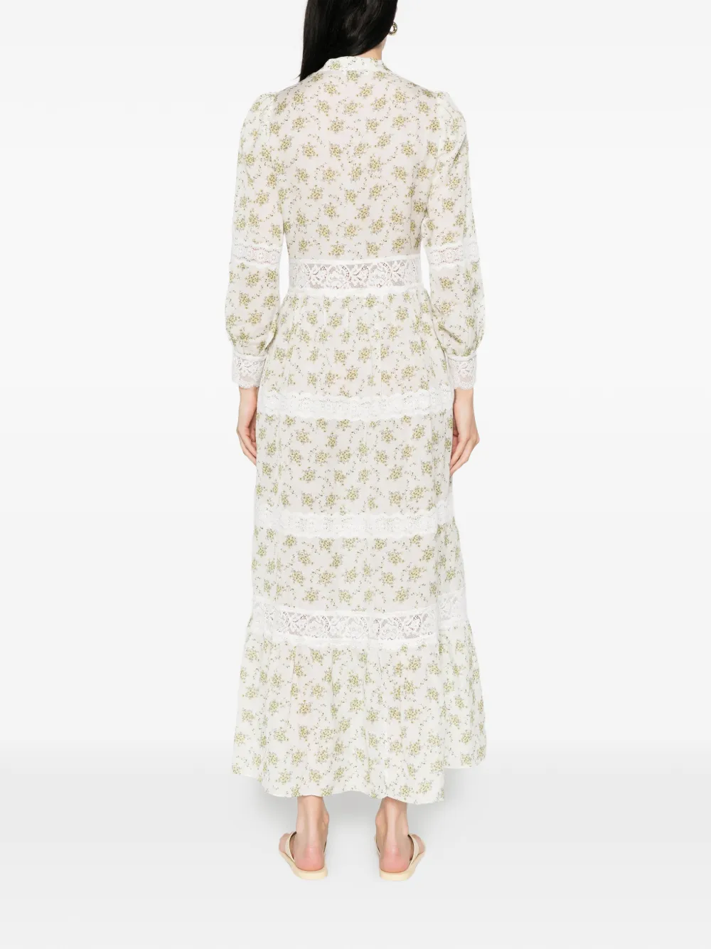 SANDRO Maxi-jurk met bloemenkant Wit