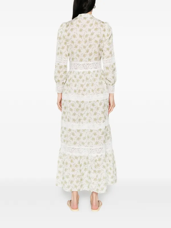 SANDRO Floral Lace Maxi Dress | White | FARFETCH AZ