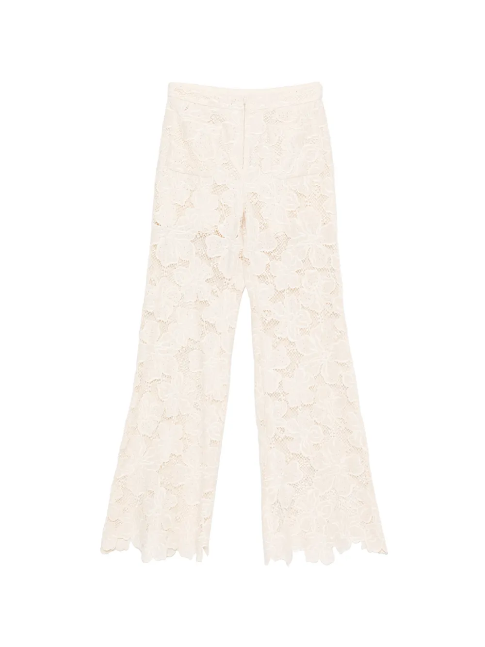 SANDRO Pantaloni con ricamo a fiori e dettaglio in pizzo - Toni neutri