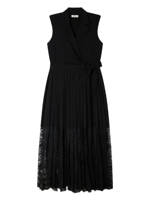 SANDRO pleated lace midi dress