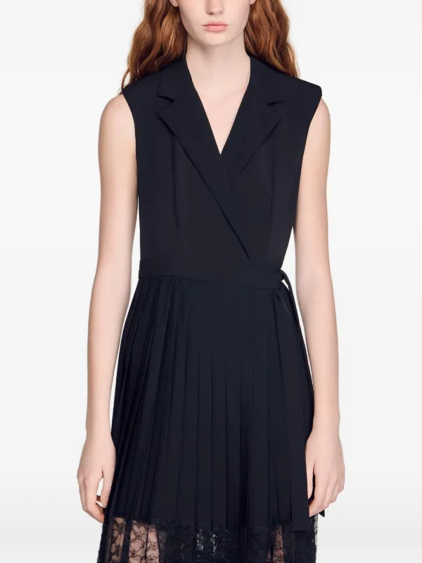 sandro lace dress black Two-Tone Lace Dress by Sandro at THE MILE