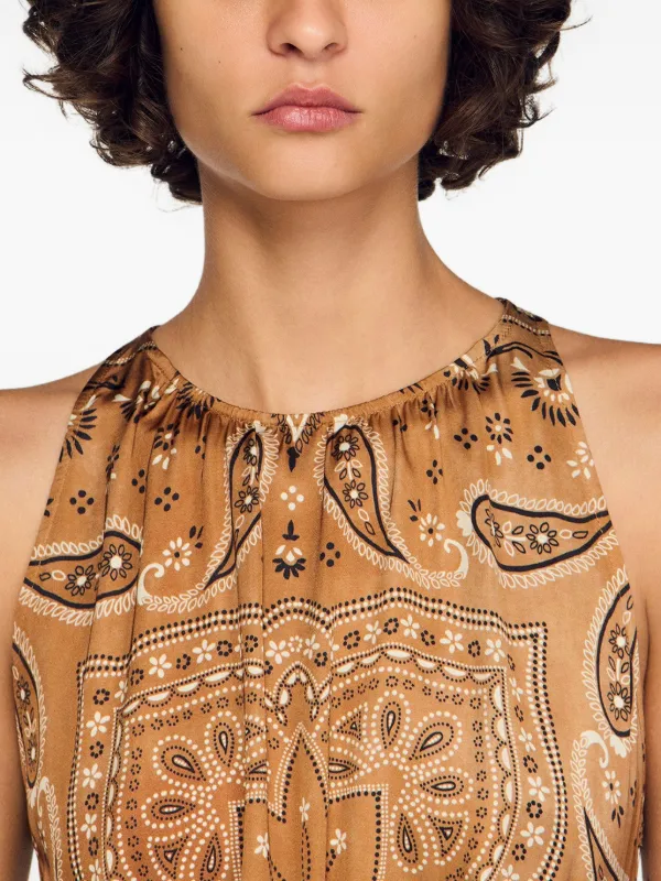 SANDRO Maxi bandana-print Dress | Brown | FARFETCH ID