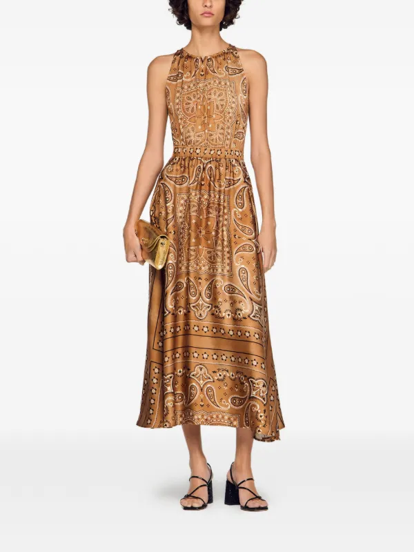 brown bandana dress Brown Jensen cotton long dress with bandana print