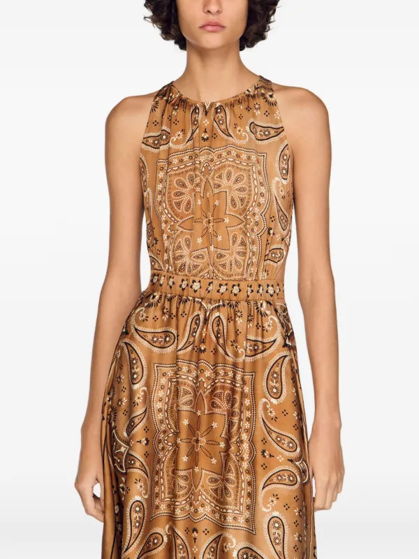 bandana dress brown Bandana Print Dress – La Garçonne main image 0