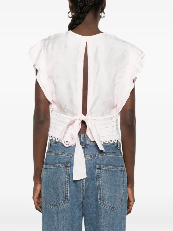 SANDRO Floral Jacquard Crop Top | Pink | FARFETCH