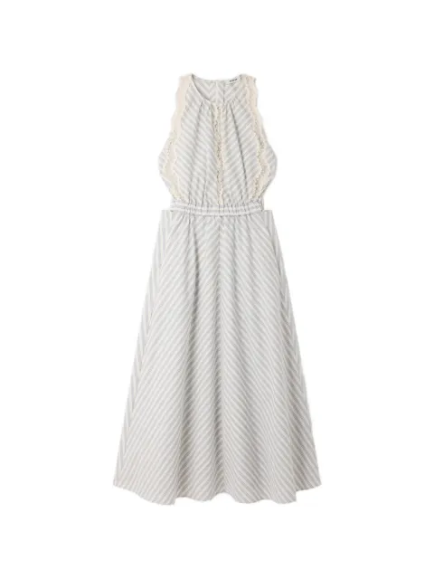 SANDRO midi striped lace-trim dress