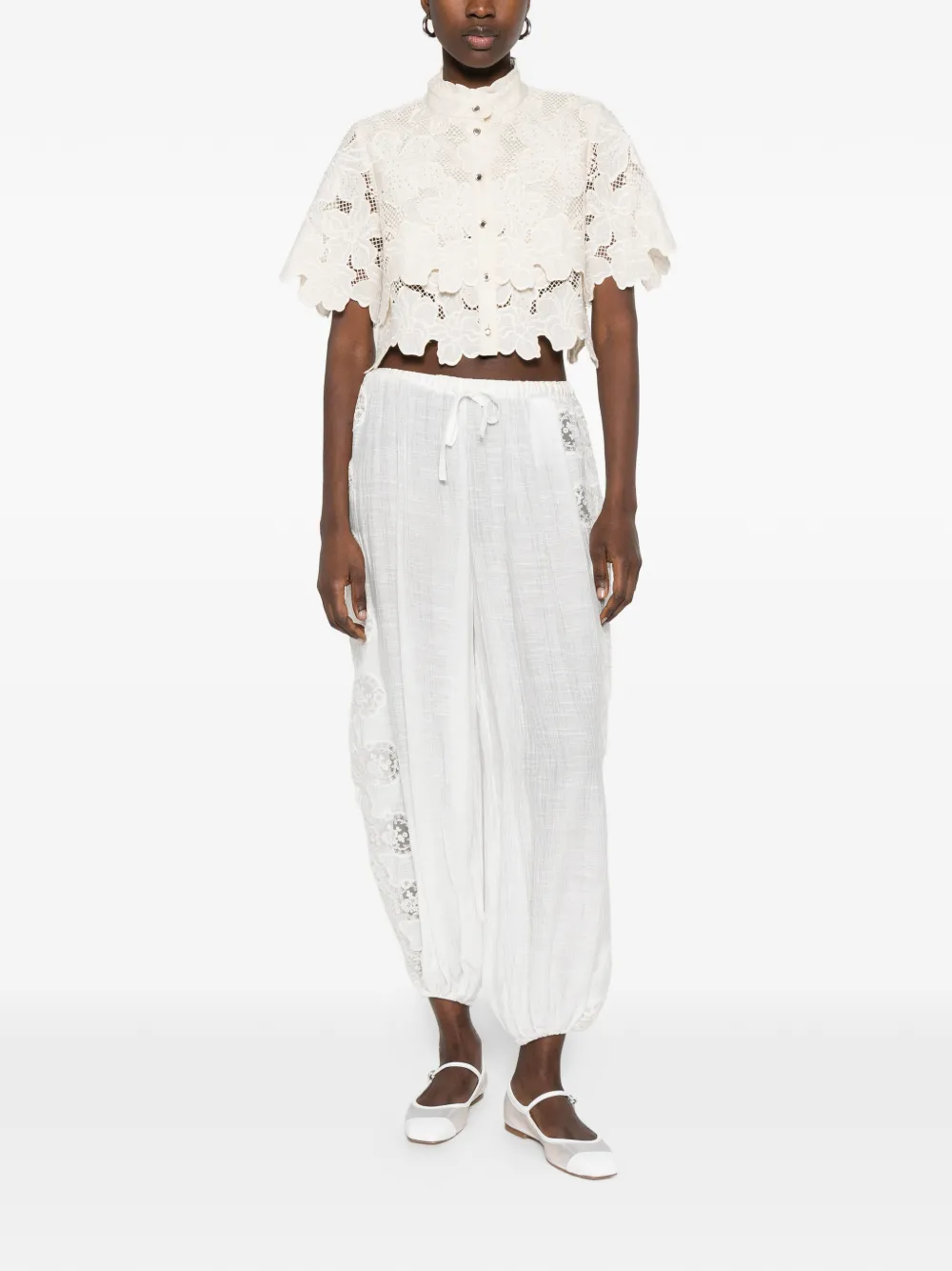  Sandro Ame Floral-lace Shirt - Neutrals 