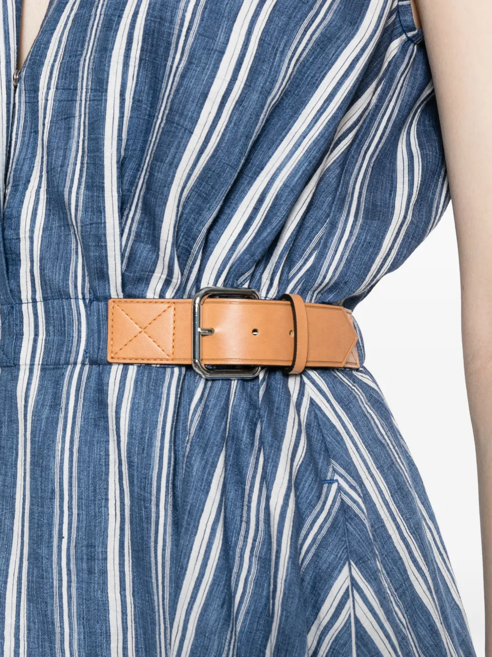 SANDRO Gestreepte maxi-jurk met ceintuur Blauw