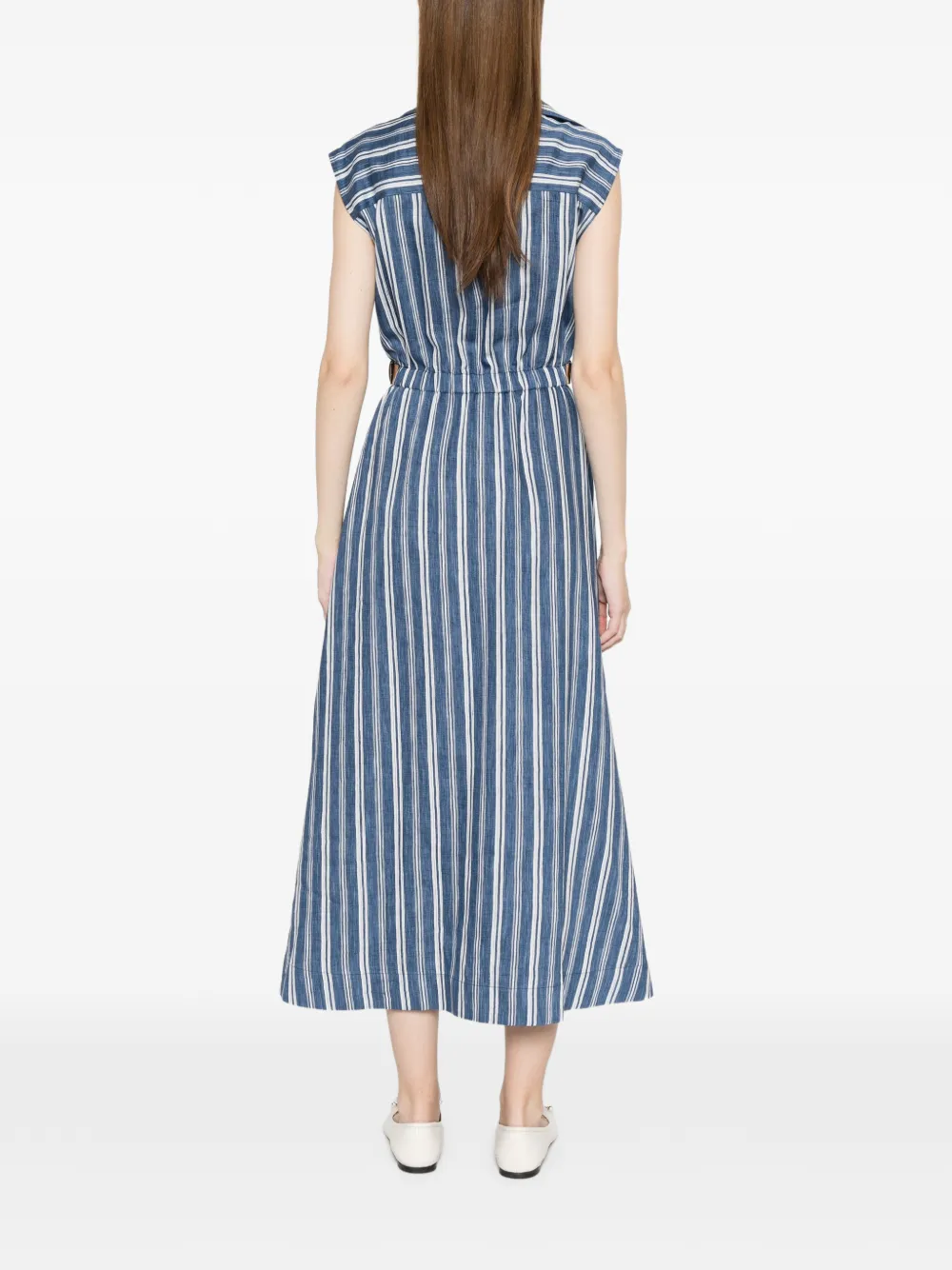 SANDRO Gestreepte maxi-jurk met ceintuur Blauw