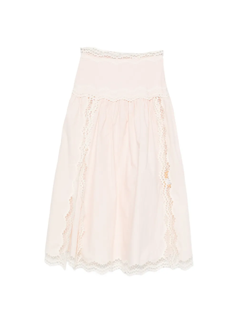 SANDRO Brune lace-trim A-line mid skirt - Rosa
